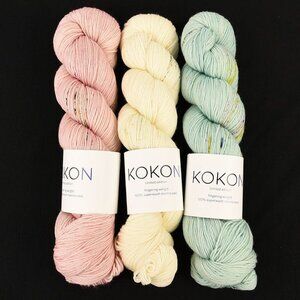 Kokon Limited Edition Fingering Weight Yarn 3 Skeins Superwash Merino Wool